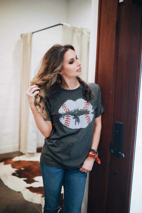 Baseball Lips | Game Day T-Shirt | Ruby’s Rubbish® - Ruby's Rubbish Wholesale