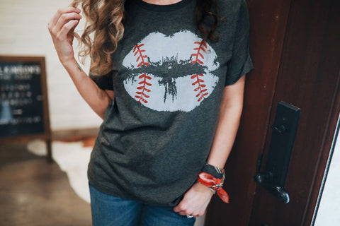 Baseball Lips | Game Day T-Shirt | Ruby’s Rubbish® - Ruby's Rubbish Wholesale