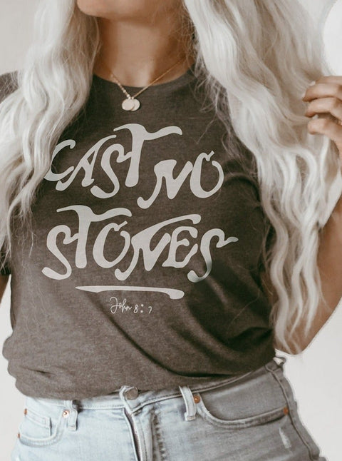 Cast No Stones | Scripture T-Shirt | Ruby’s Rubbish® - Ruby's Rubbish Wholesale