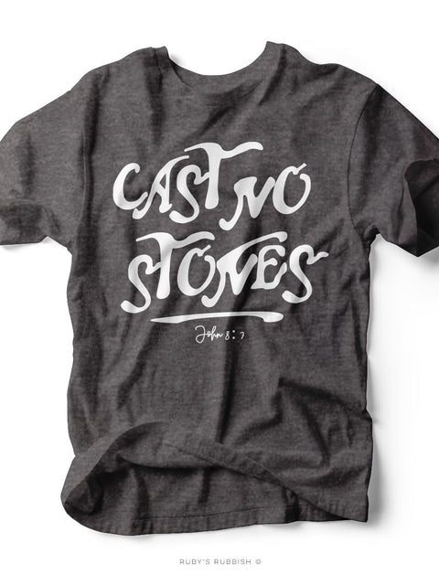 Cast No Stones | Scripture T-Shirt | Ruby’s Rubbish® - Ruby's Rubbish Wholesale