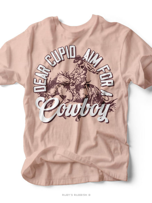 Dear Cupid Aim For a Cowboy | Women’s T-Shirt | Ruby’s Rubbish® - Ruby's Rubbish Wholesale