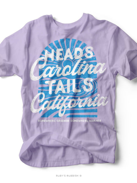 Heads Carolina Tails California | Southern T-Shirt | Ruby’s Rubbish® - Ruby's Rubbish Wholesale
