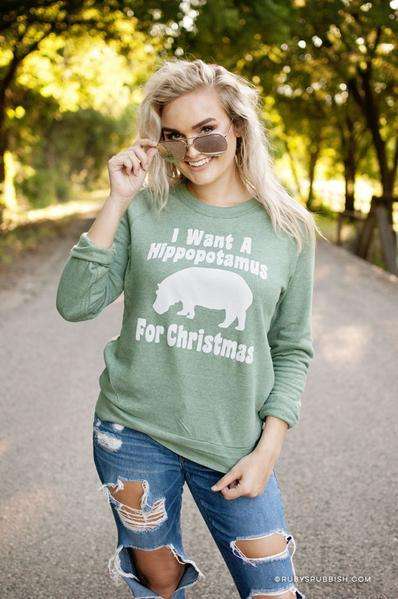 I Want A Hippopotamus For Christmas| Seasonal Sweatshirt | Ruby’s Rubbish® - Ruby's Rubbish Wholesale
