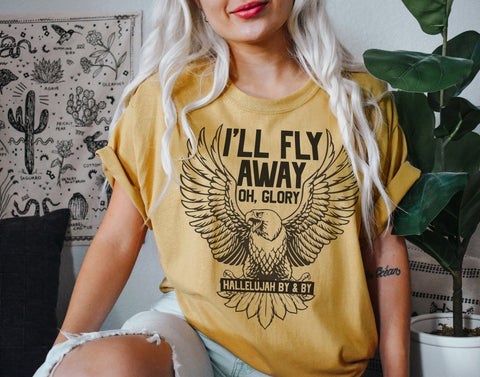 I'll Fly Away Oh Glory | $11 Sale T-Shirt | Ruby’s Rubbish® - Ruby's Rubbish Wholesale