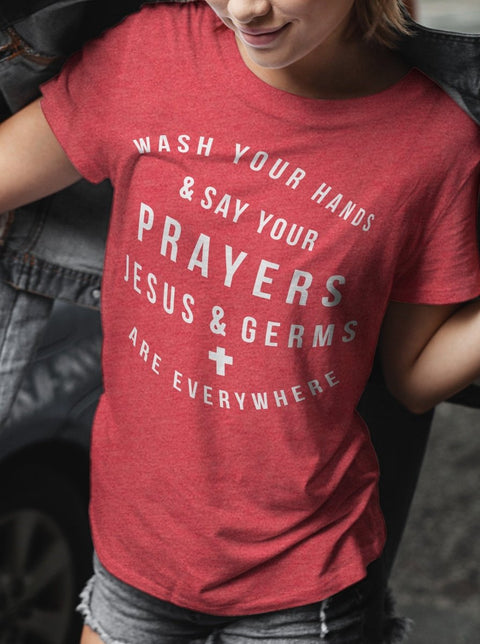 Jesus & Germs Are Everywhere | Women’s T-Shirt | Ruby’s Rubbish® - Ruby's Rubbish Wholesale