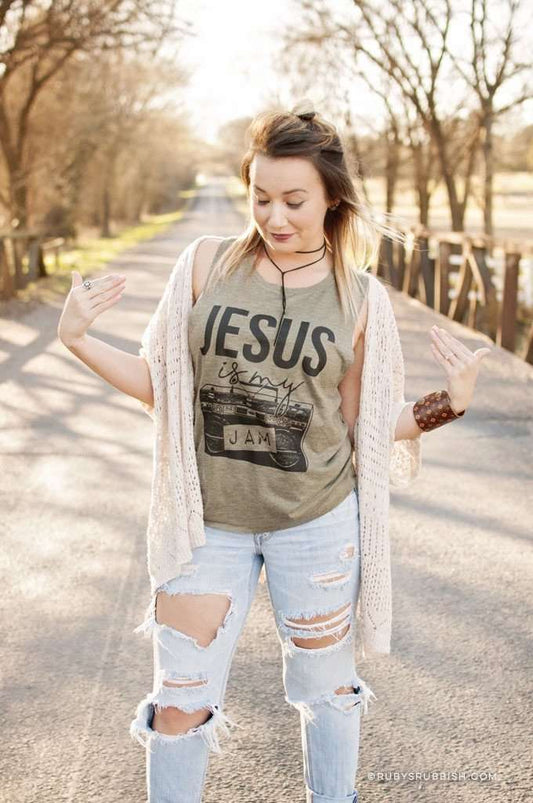 Jesus Is My Jam | Women’s Muscle Tank | Ruby’s Rubbish® - Ruby's Rubbish Wholesale
