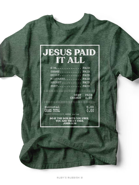 Jesus PAID | Scripture T-Shirt | Ruby’s Rubbish® - Ruby's Rubbish Wholesale