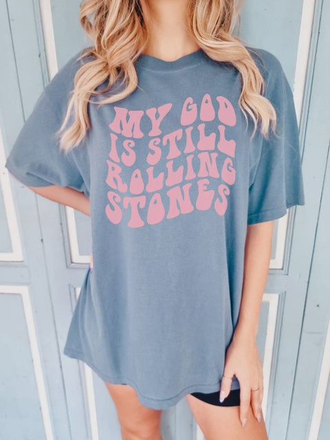 My God is Still Rolling Stones | Christian T-Shirt | Ruby’s Rubbish® - Ruby's Rubbish Wholesale