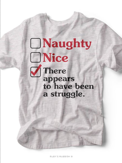 Naughty Or Nice | Seasonal T-Shirt | Ruby’s Rubbish® - Ruby's Rubbish Wholesale