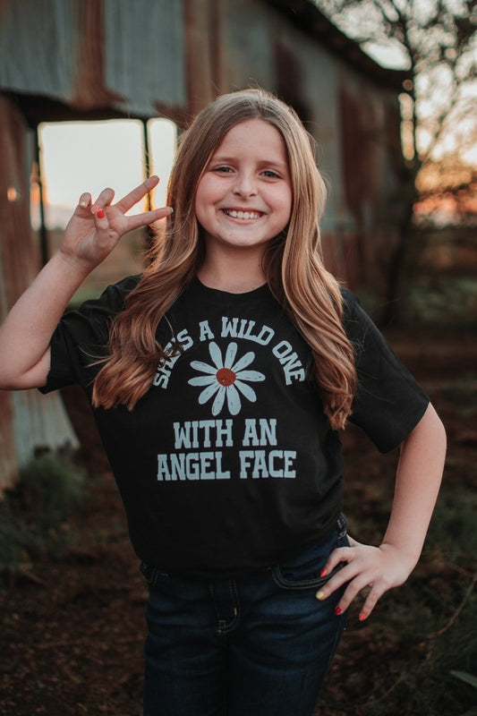 She's a Wild One With an Angel Face | Kid's T-Shirt | Ruby’s Rubbish® - Ruby's Rubbish Wholesale
