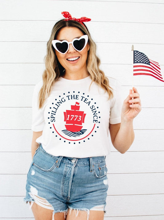 Spilling Tea Since 1773 | Americana T-Shirt | Ruby’s Rubbish® - Ruby's Rubbish Wholesale