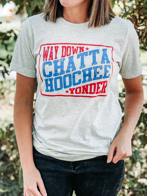 Way Down Yonder on the Chatta Hoochee | Southern T-Shirt | Ruby’s Rubbish® - Ruby's Rubbish Wholesale